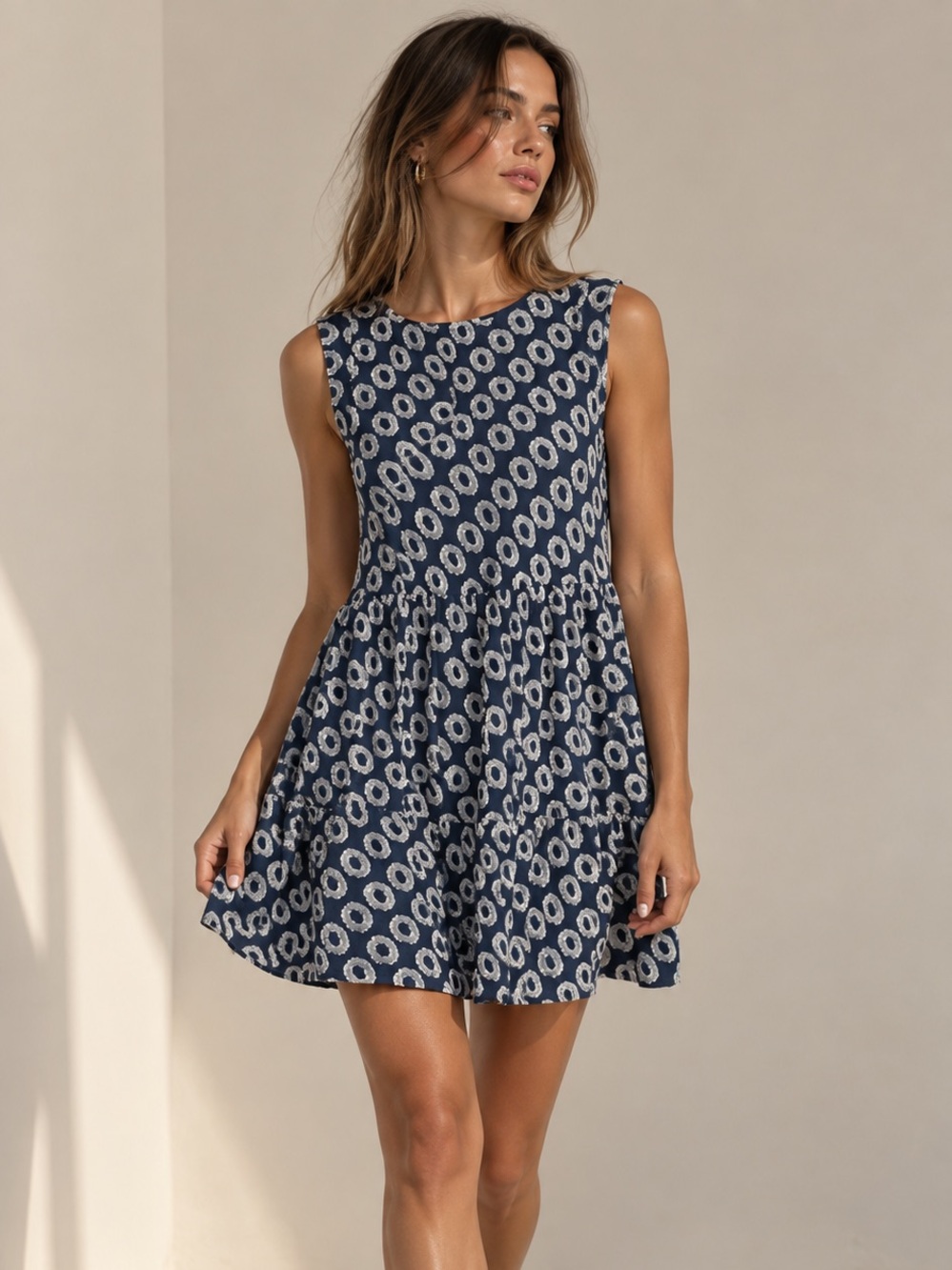 Maeve | M | by Anthropologie Lisanne Textured Tunic Dress in Navy